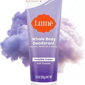 Lume Whole Body Deodorant - Cream Tube - 3 oz (Soft Powder) | 72-Hour Odor Control. Aluminum & Baking Soda Free. Skin-Safe. Whole-Body Deodorant for Women
